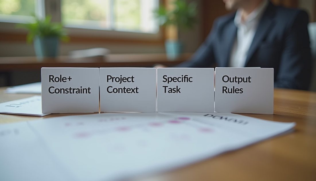 Four-block prompt cards for Grok B2B projects
